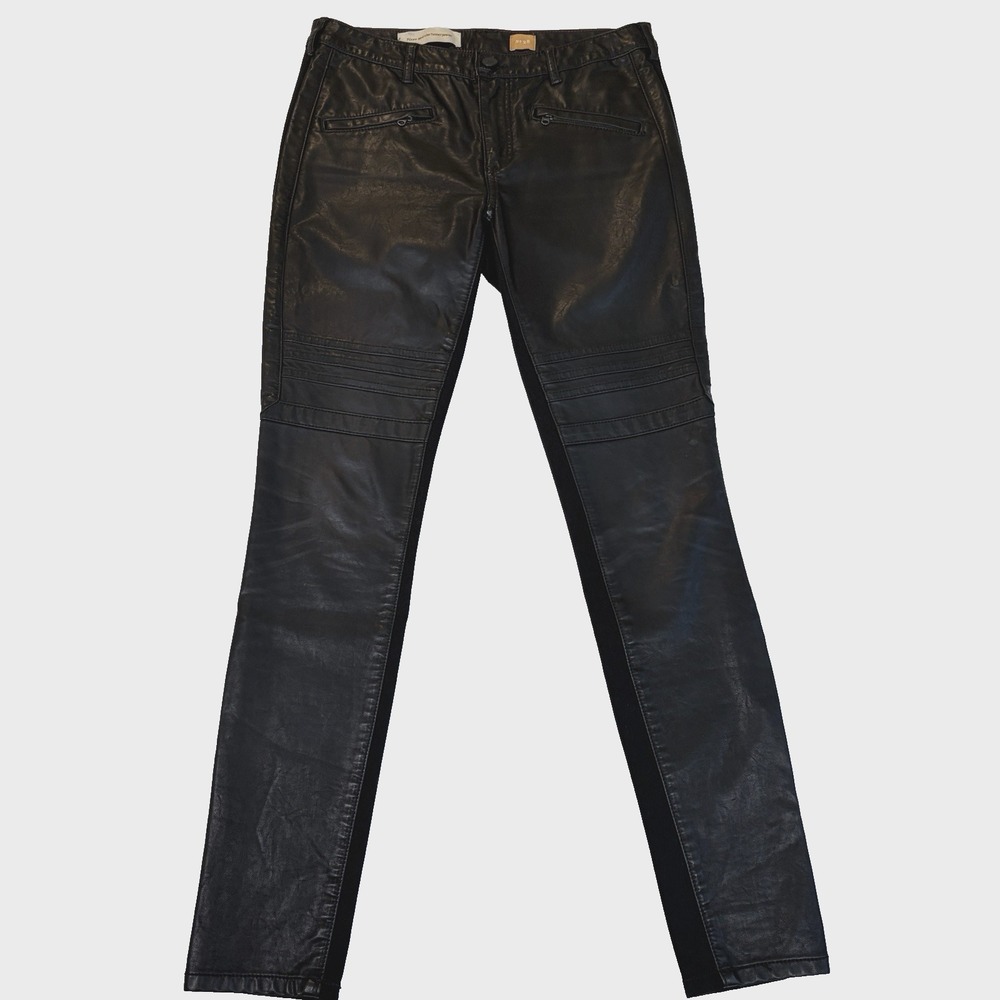Anthropologie Pilcro and the Letterpress Vegan Leather Moto Pants Black Size‎ 28